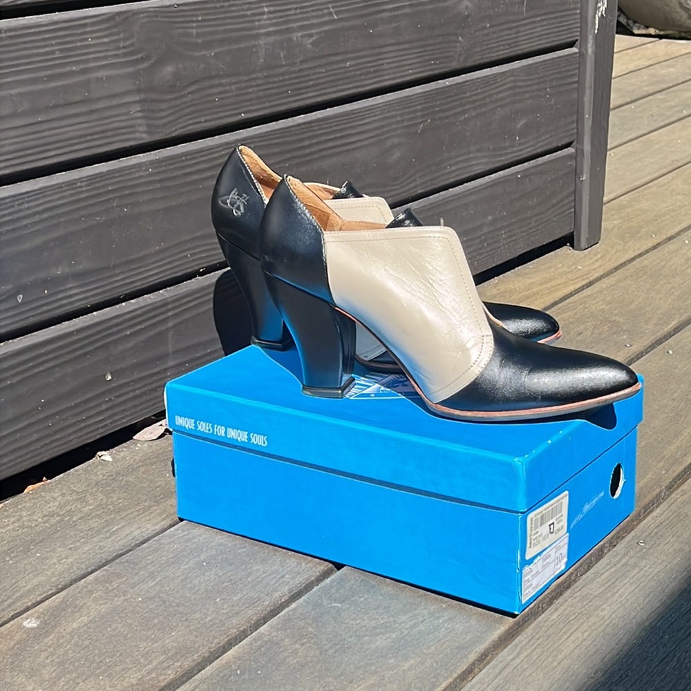 John Fluevog©️ black and white beautiful and COMFORTABLE heels.